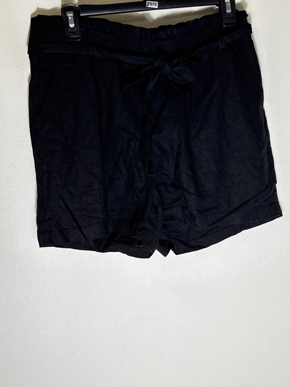 NWT J. Crew Black Elastic Waist Linen Blend Shorts Sz M